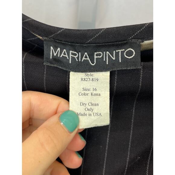 MARIA PINTO Size 16 Two Piece Suit Jacket Straight Skirt Pinstripe Kona Brown - Picture 10 of 16